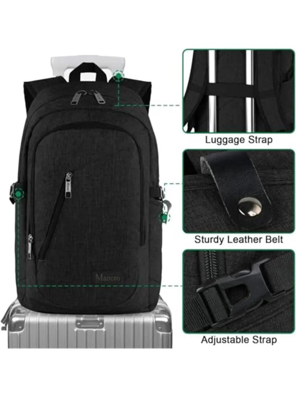 17 Inch Laptop Backpack Anti Theft Travel Backpack School Work Carry On Bag